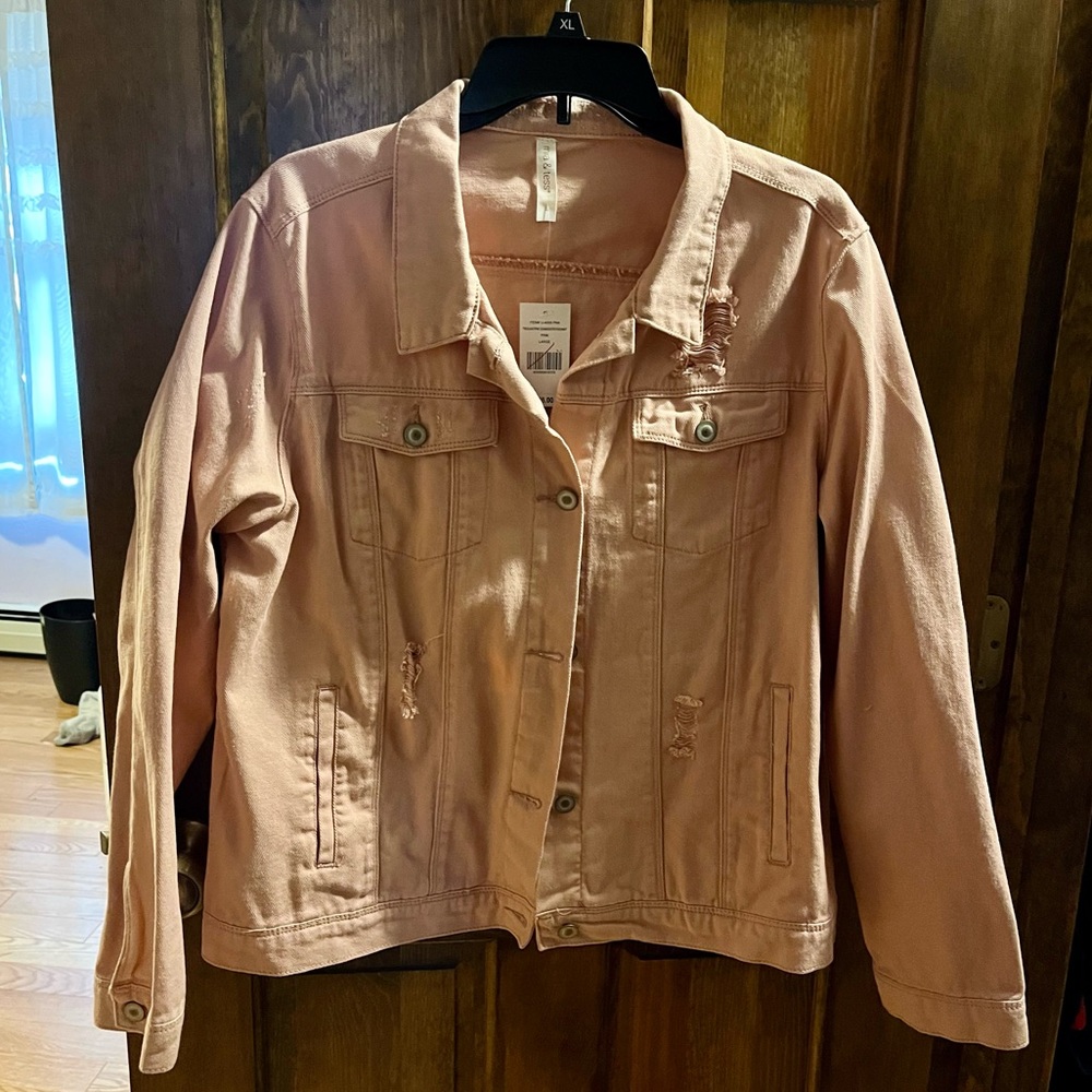 Mia & Tees denim jacket blush pink NWT